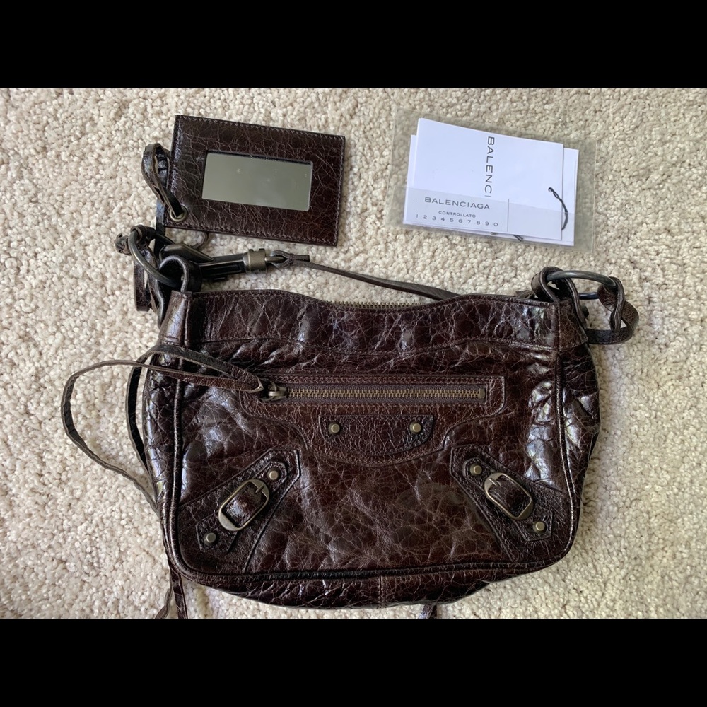 Balenciaga brown leather purse